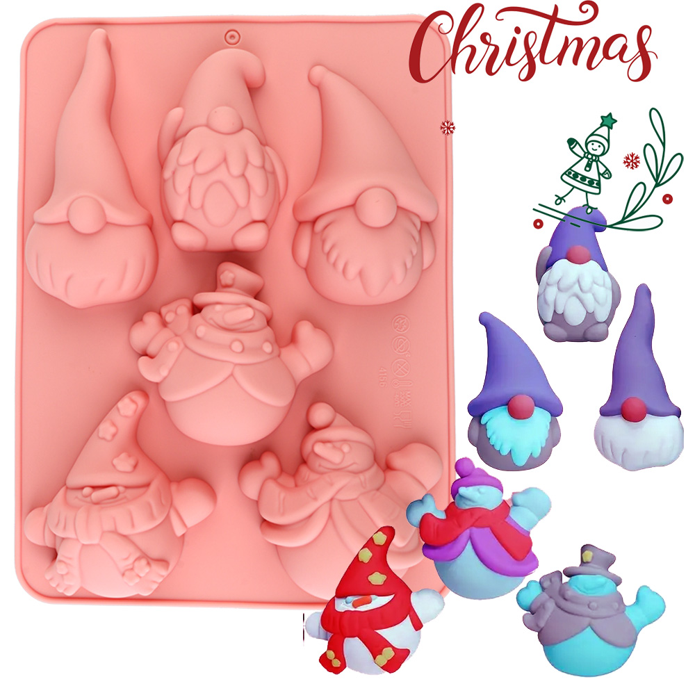 Candle Making Supplies Online - 6-delige siliconen bakvorm voor kerstgnome-cakes, geschikt