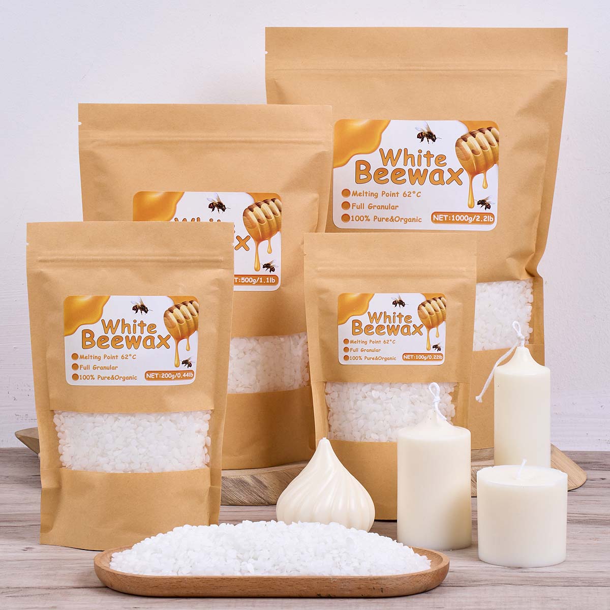 Candle Supplies Bulk - 1000g Witte Bijenwas DIY Kaarsen Maken