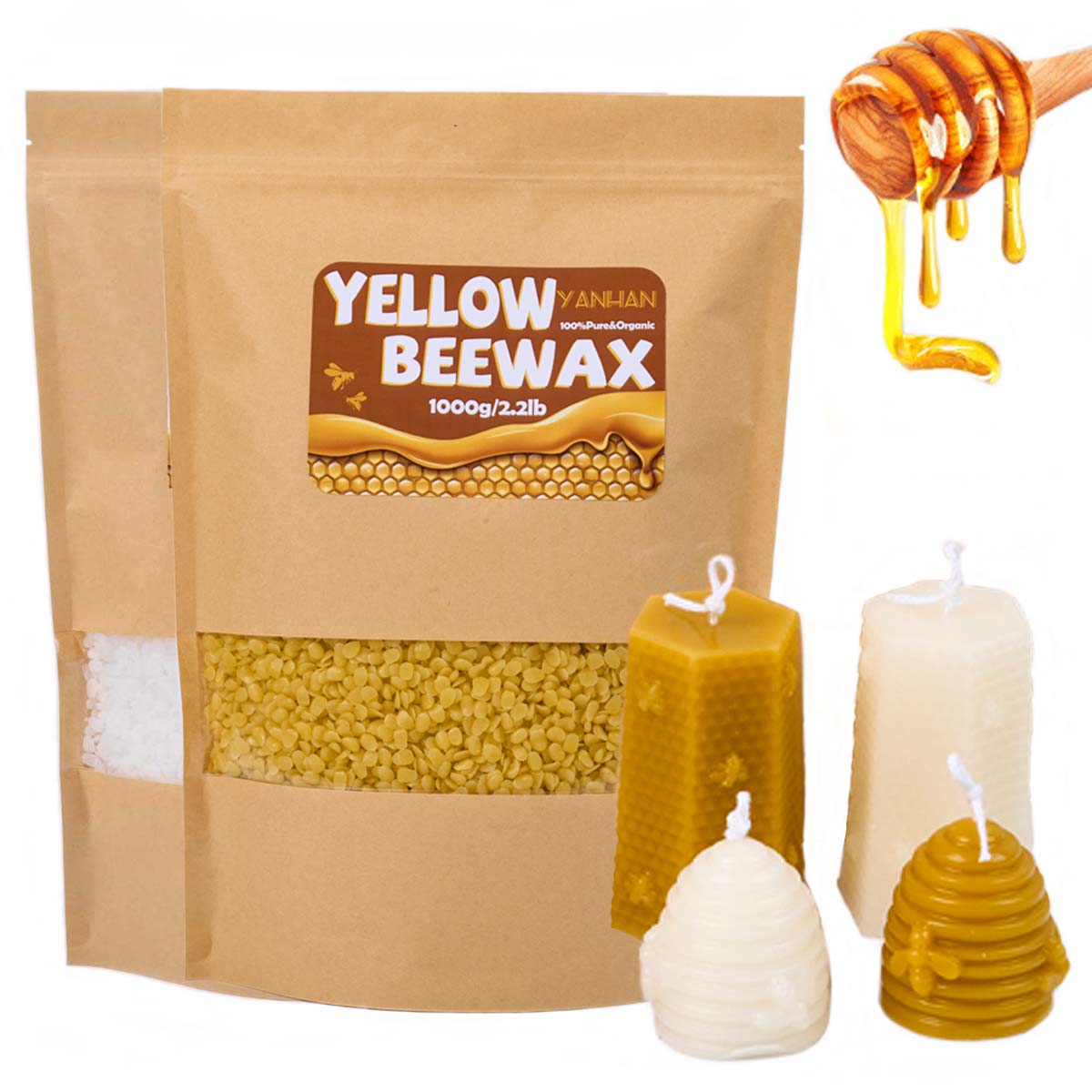 Candle Supplies Bulk - 1000g Puur Natuurlijke Korrelige Wit Geel