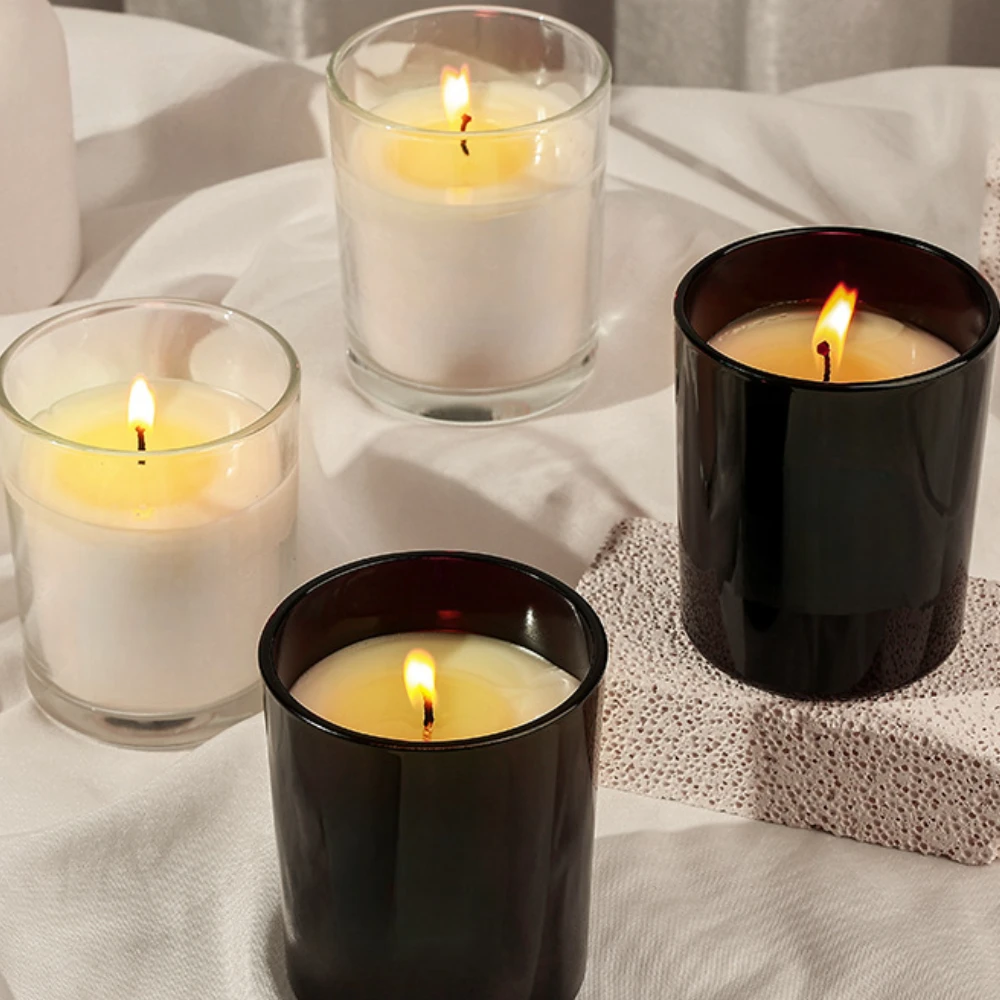 Candle Supplies Luxury - Luxe glazen kaarspot zwart wit glazen