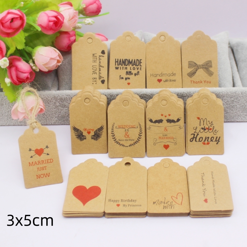 100 stuks+100string 3x5cm wit/ - Kraft Hang Tag recensie en prijs