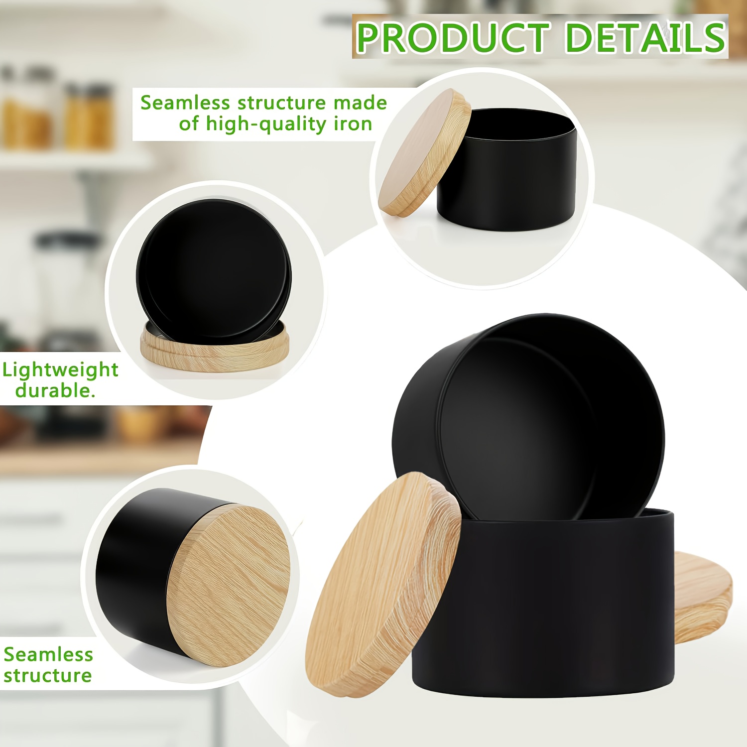 Zwarte kaarsenpotten met houte - Candle Making Supplies Jars recensie en prijs